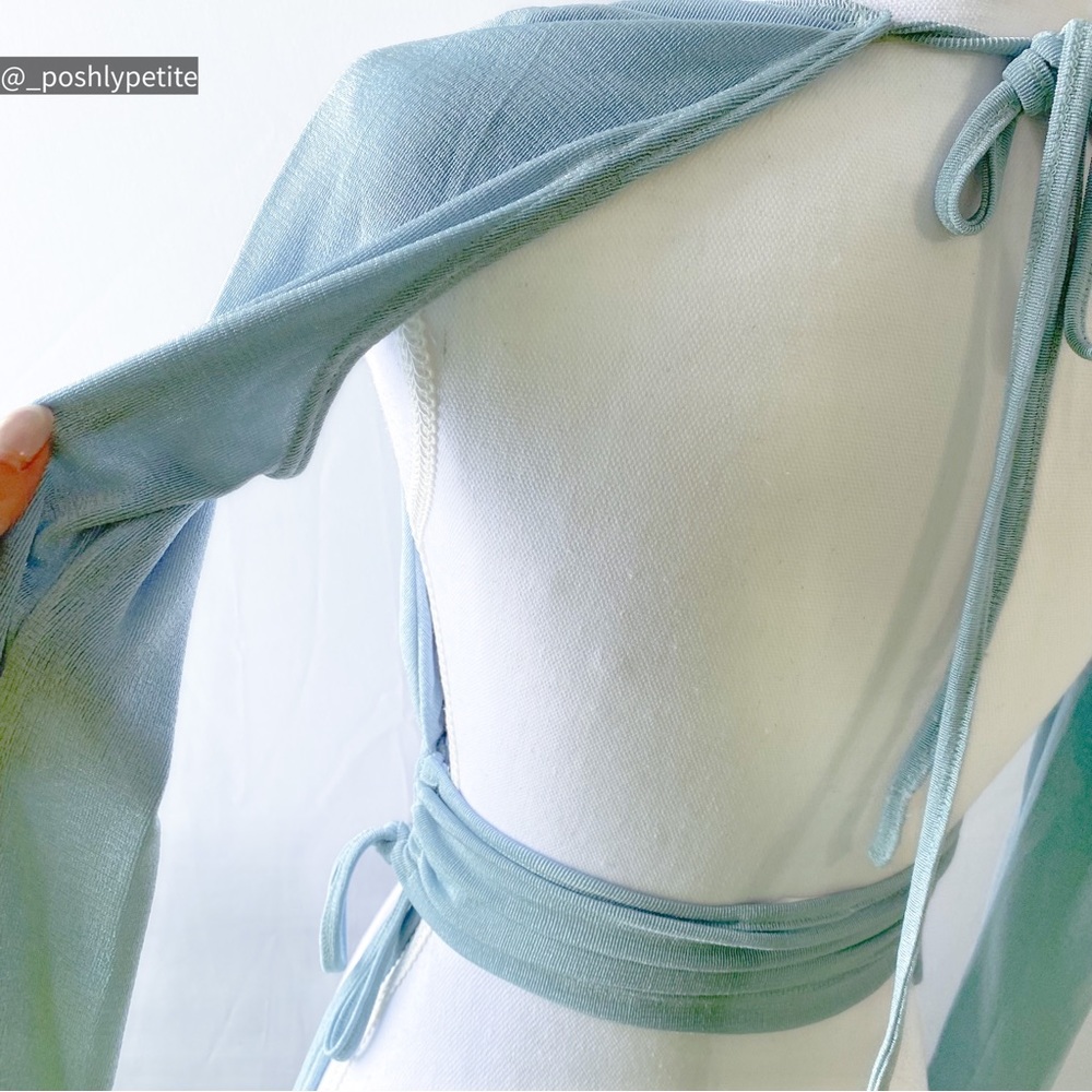 Hazel & Olive s cutout side drawstring slinky long sleeve top - Picture 9 of 16